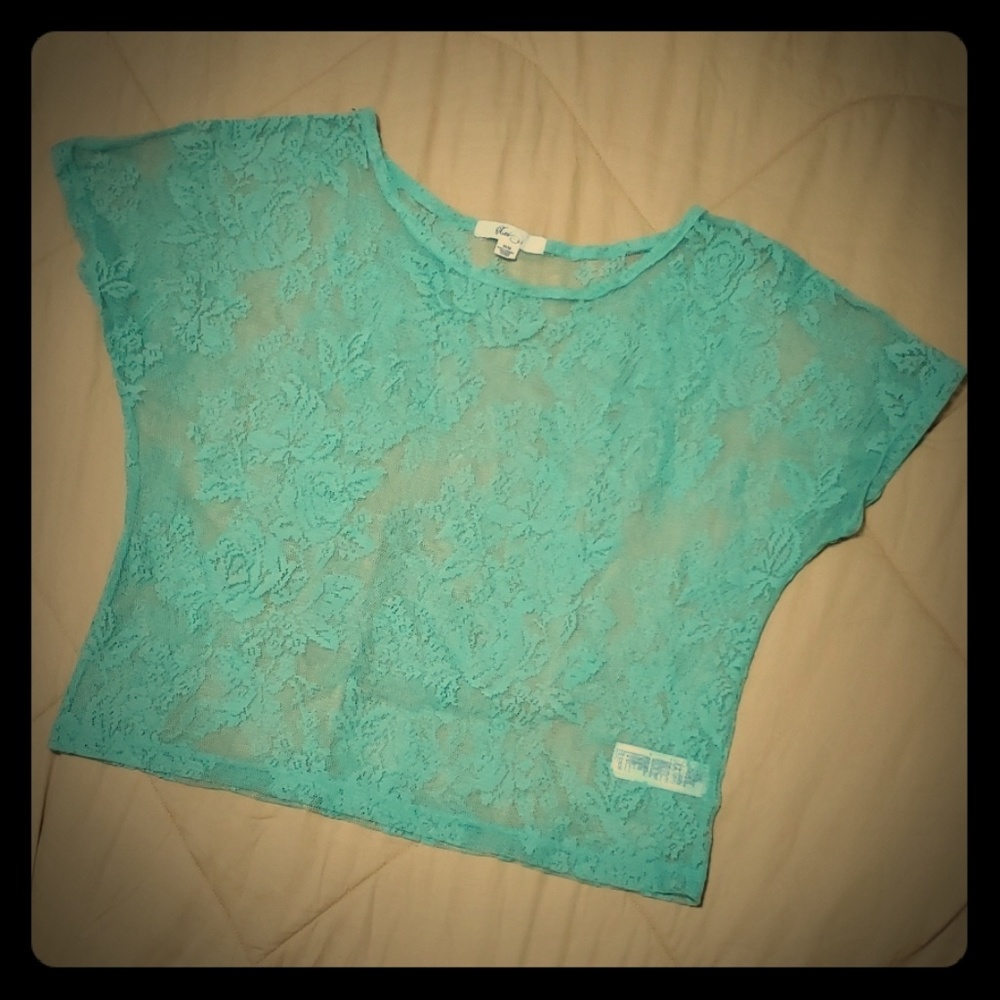 Seafoam Lace See-through Crop Top